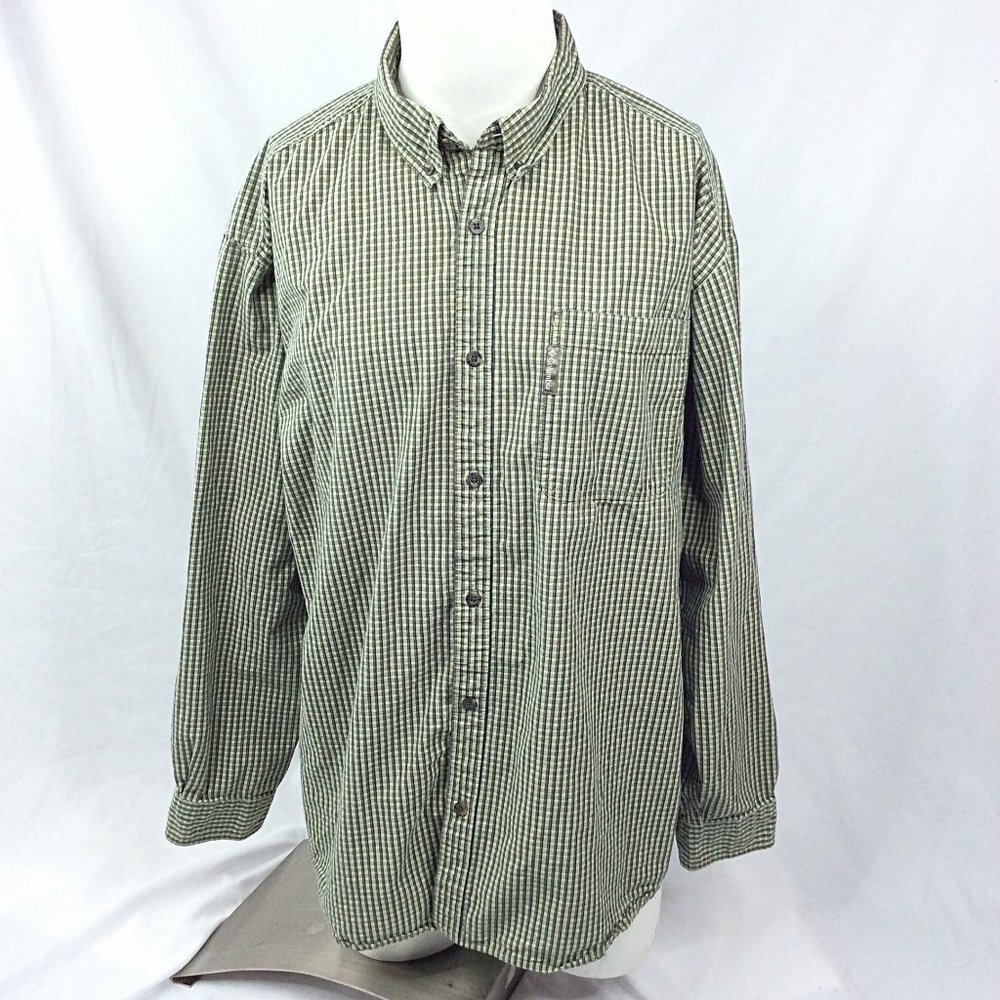 Columbia Men's Plaid Shirt Size XL Long Sleeve‎ Button Down Olive Beige
